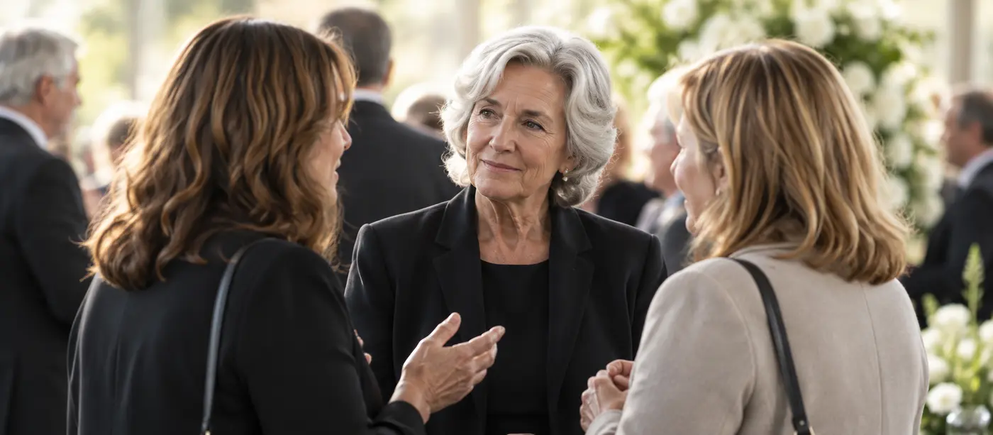 Three family members sharing a thoughtful conversation