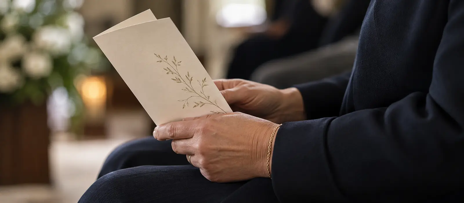 A memorial program held gently during a service